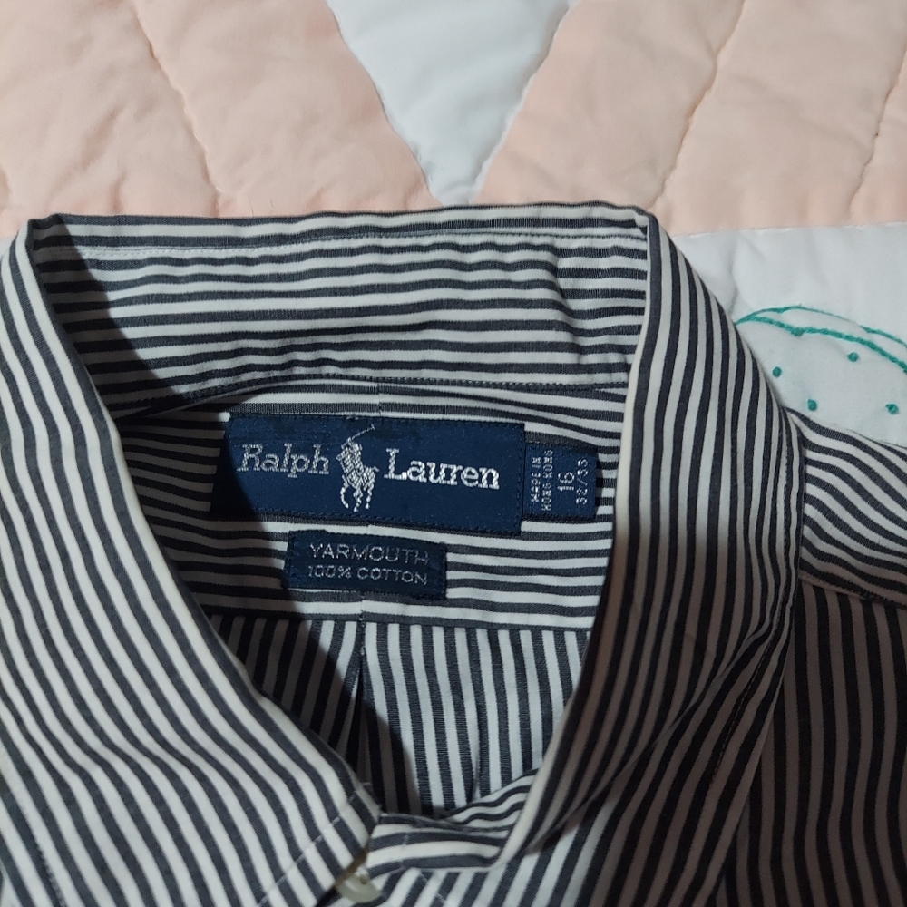 Ralph Lauren Blue Label Shirt Mens Large Striped Button Down Pocket - Picture 2 of 6